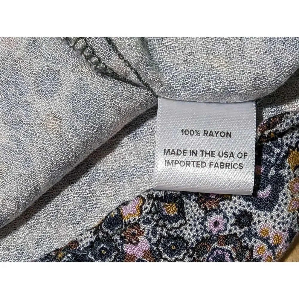 Roan + Ryan 3/4" balloon sleeve V neck floral print pull over blouse size S - Picture 11 of 12